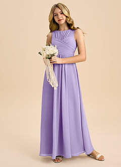 Azazie Skyla Junior A-Linie Plissee Chiffon Kleid Flieder image5
