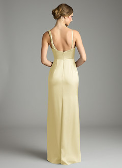 Azazie Samara Bridesmaid Dresses Lemon Sorbet Mermaid Pleated Stretch Satin Dress image2