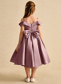 Azazie Favia Flower Girl Dresses Dusty Rose A-Line Off the Shoulder Matte Satin Dress image1