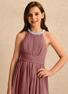 Azazie Aria Girls Formal Flower Girl Klänningar Klänning A-Line i Chiffong Plisserad image4