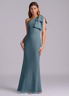 Azazie Yuanna Bridesmaid Dresses Twilight Mermaid One Shoulder Chiffon Dress image4