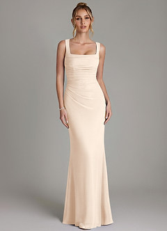 Azazie Agustina Bridesmaid Dresses White Alabaster Mermaid Corset Chiffon Dress image5