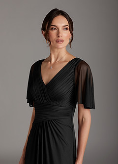 Azazie Sicily vestidos de madre de la novia Vestido de Negro de Jersey de Corte En A con Plisado image5