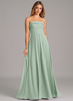 Azazie Lucienne Bridesmaid Dresses Agave A-Line Strapless Chiffon Convertible Dress image3