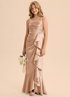 Azazie Ryan Junior Robe Fourreau en Satin extensible Nœud Rose Anglais image4