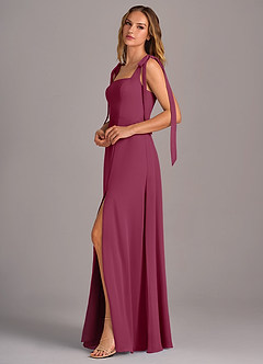 Azazie Debra Bridesmaid Dresses Mulberry A-Line with Pockets Chiffon Convertible Dress image4