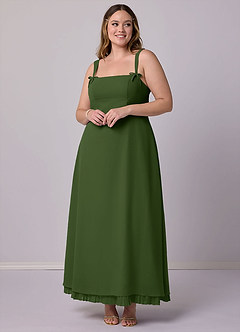 Barbie ♥ Azazie Bridesmaid Dresses Olive A-Line Pleated Chiffon Dress image7