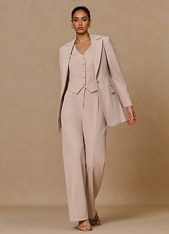 Margaret Tan Cotton Linen Blend 2-Piece Suit