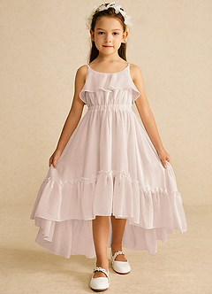 Azazie Karmen Flower Girl Dresses Rose Petal A-Line Ruched Chiffon Dress image1