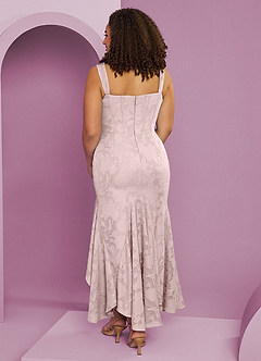 Barbie ♥ Azazie Bridesmaid Dresses Blushing Pink Sheath Side Slit Floral Burnout Dress image11