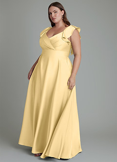 Azazie Leilani Bridesmaid Dresses Butter A-Line Ruched Stretch Satin Dress image15