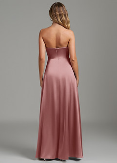 Azazie Niveah Robes de demoiselle d'honneur Robe Trapèze Convertible en Satin extensible Sans bretelles Rose Poussiéreuse image8
