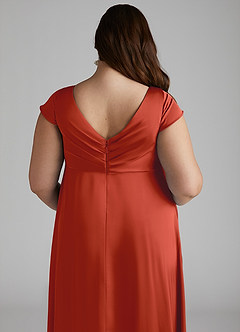 Azazie Allessia Maternity Bridesmaid Dresses A-Line Pleated Stretch Satin Floor-Length Dress image12