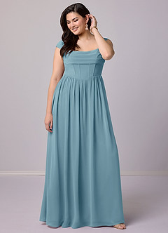 Barbie ♥ Azazie Bridesmaid Dresses Moody Blue A-Line Corset Chiffon Dress image9
