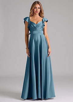 Azazie Leilani Bridesmaid Dresses Bermuda A-Line Ruched Stretch Satin Dress image3