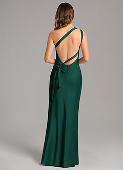 Azazie Monroe Brautjungfernkleider Meerjungfrau-Linie One-Shoulder Stretch-Satin Kleid Smaragd image2