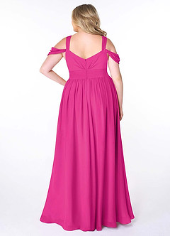 Azazie Lianne Vestidos de damas de honor Vestido de Fucsia de Gasa de Corte en A con Vestidos sin tirantes image9