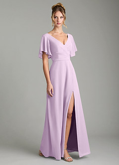 Azazie Ambrosia Bridesmaid Dresses Frosted Lilac A-Line Pleated Chiffon Dress image1