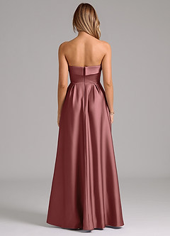 Azazie Lucienne Robes de demoiselle d'honneur Robe Trapèze Convertible en Satin extensible Sans bretelle Améthyste image7