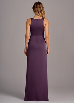 Azazie Wrenlee Bridesmaid Dresses Plum A-Line Stretch Satin Dress image7