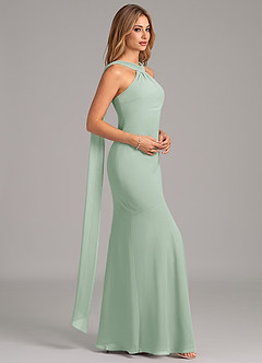 Azazie Kinsley Vestidos de damas de honor Vestido de Agave de Gasa de Corte Sirena con Plisado image6