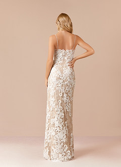Azazie Mireya Wedding Dresses Diamond White Nude Sheath Sequins Tulle Dress image7