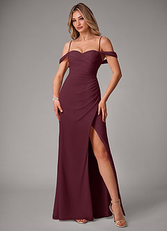 Azazie Haisley Bridesmaid Dresses Cabernet Sheath Off the Shoulder Chiffon Convertible Dress image5