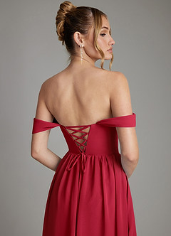 Azazie Caterina Abiti da Damigella Abito A-Line in Chiffon Corsetto Scarlatto image7