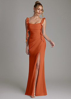 Azazie Jessamine Bridesmaid Dresses Burnt Orange Mermaid Corset Chiffon Dress image4
