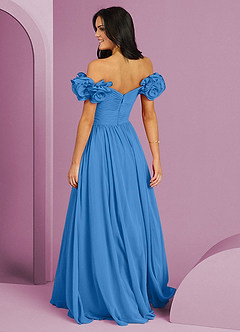 Barbie ♥ Azazie Brautjungfernkleider Wandelbar A-Linie Schulterfrei Chiffon Kleid Blauhäher image2