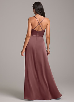 Azazie Naeem Bridesmaid Dresses Vintage Mauve A-Line Stretch Satin Dress image6