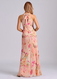Azazie Doretta Bridesmaid Dresses Abstract Bouquet Floral Mermaid Pleated Chiffon Dress image6