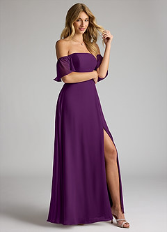 Azazie Sue Bridesmaid Dresses Grape A-Line Off the Shoulder Chiffon Convertible Dress image5