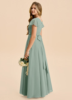 Azazie Cady Junior Silver Sage A-Line Pleated Chiffon Dress image6