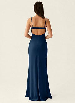 Stasiam Dark Navy Stain Open Back Party Dress image2