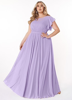 Azazie Daphne Bescheidene Brautjungfernkleider A-Linie Gekräuselt Chiffon Bodenlänge Kleid image6