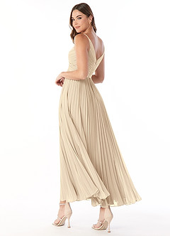 Azazie Raychelle Brautjungfernkleider A-Linie V-Hals Chiffon Kleid Champagner image4
