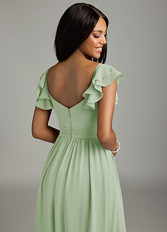 Azazie Anaya Bridesmaid Dresses Dusty Sage A-Line Pleated Chiffon Dress image2
