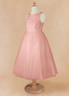 Azazie Calla Flower Girl Dresses Rosette Ball-Gown Lace Tulle Dress image9
