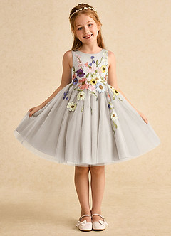 Azazie Prima Flower Girl Klänningar Klänning A-Line i Tyll Rosett image1