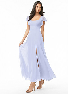 Azazie Bondi Bridesmaid Dresses Lavender A-Line Ruched Chiffon Dress image3