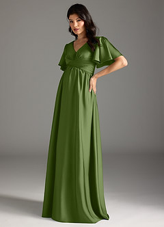 Azazie Verna Abiti da damigella d'onore premaman Abito A-Line Increspato Raso Elasticizzato Floor-Length image4