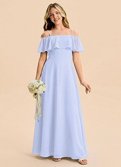 Azazie Maggie Junior Lavender A-Line Off the Shoulder Chiffon Dress image5