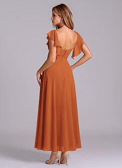 Azazie Leilani Bridesmaid Dresses Cinnamon A-Line Ruched Chiffon Dress image5