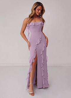 Barbie ♥ Azazie Robes de demoiselle d'honneur Robe Fourreau en Mousseline de soie Arc Glycine image4