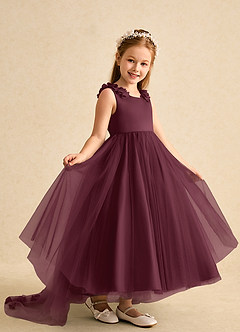 Azazie Lorita Flower Girl Dresses Cabernet A-Line Beaded Tulle Dress image7