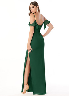 Azazie Emeralda Brautjungfernkleider Etui Schulterfrei Chiffon Kleid Dunkelgrün image4