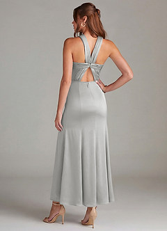 Azazie Rue Brautjungfernkleider Meerjungfrau-Linie Plissee Stretch-Satin Kleid Silber image6