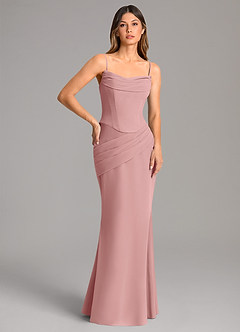 Azazie Sorrel Bridesmaid Dresses Dusty Rose Mermaid Corset Chiffon Dress image2