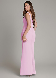 Azazie Hadley Bridesmaid Dresses Candy Pink Mermaid Pleated Chiffon Dress image5